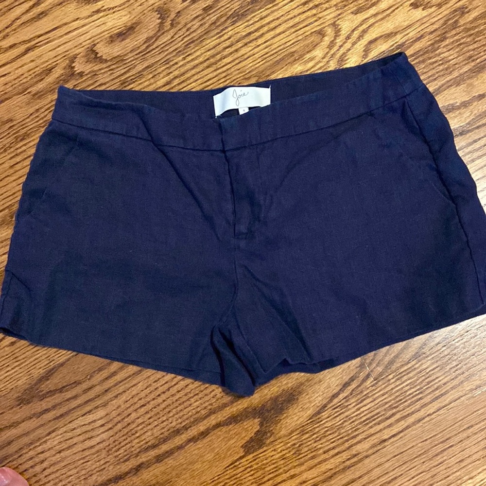 Joie Blue Linen shorts - -4